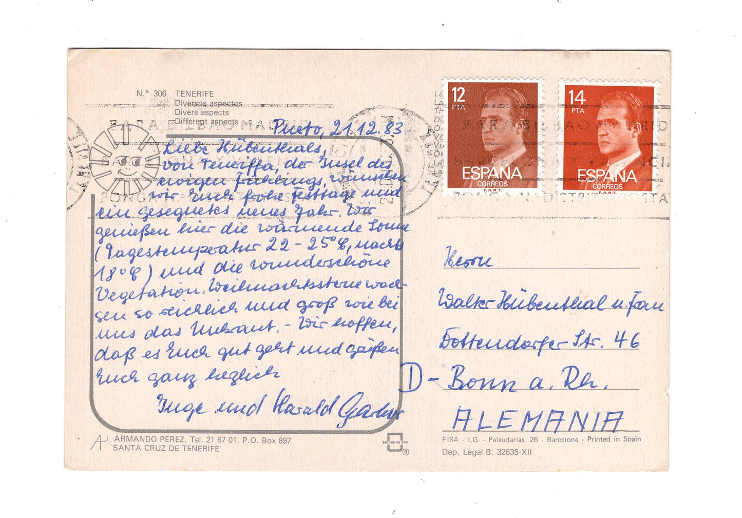 Ansichtskarte Teneriffa / Spanien