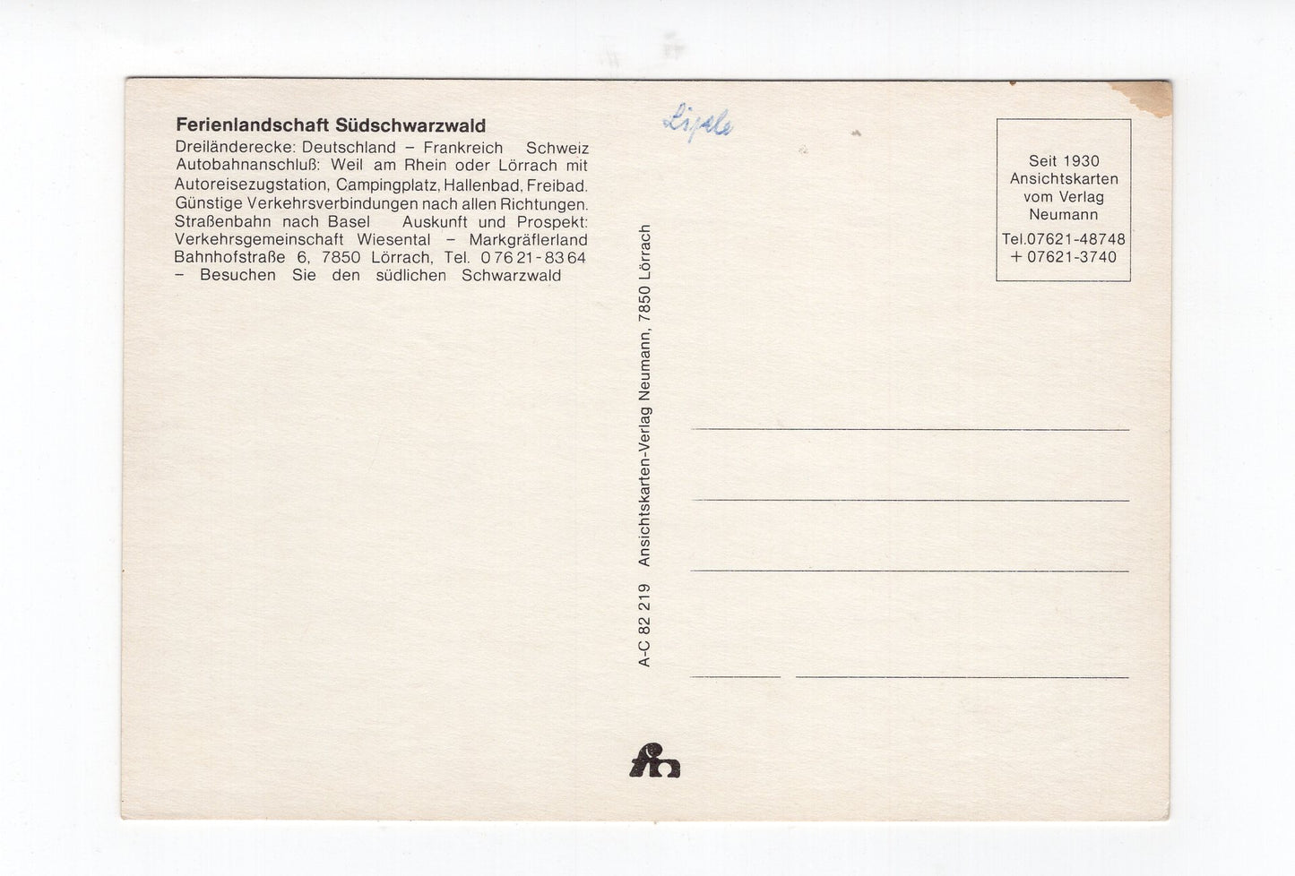 Ansichtskarte Dreiländerecke Deutschland - Frankreich - Schweiz