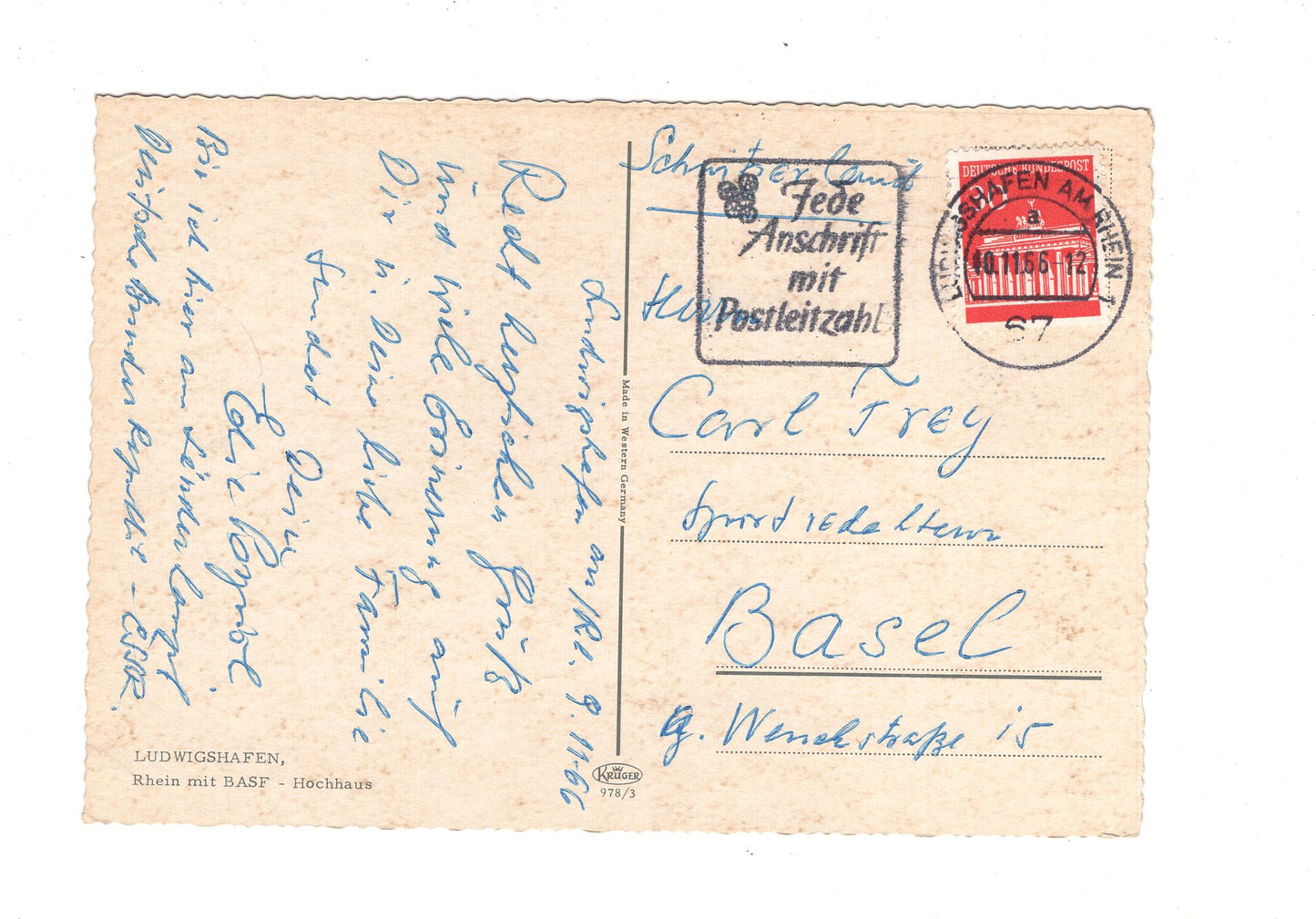 Ansichtskarte Ludwigshafen / Rhein mit BASF-Hochhaus / H1-58