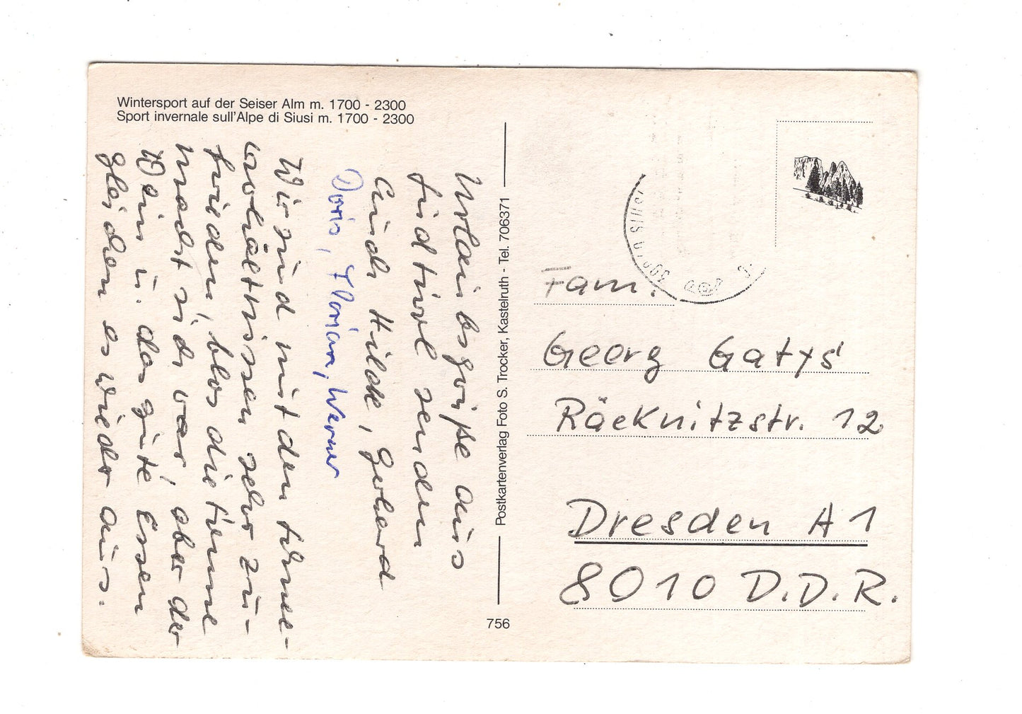 Ansichtskarte Wintersport auf der Seiseralm / Italien