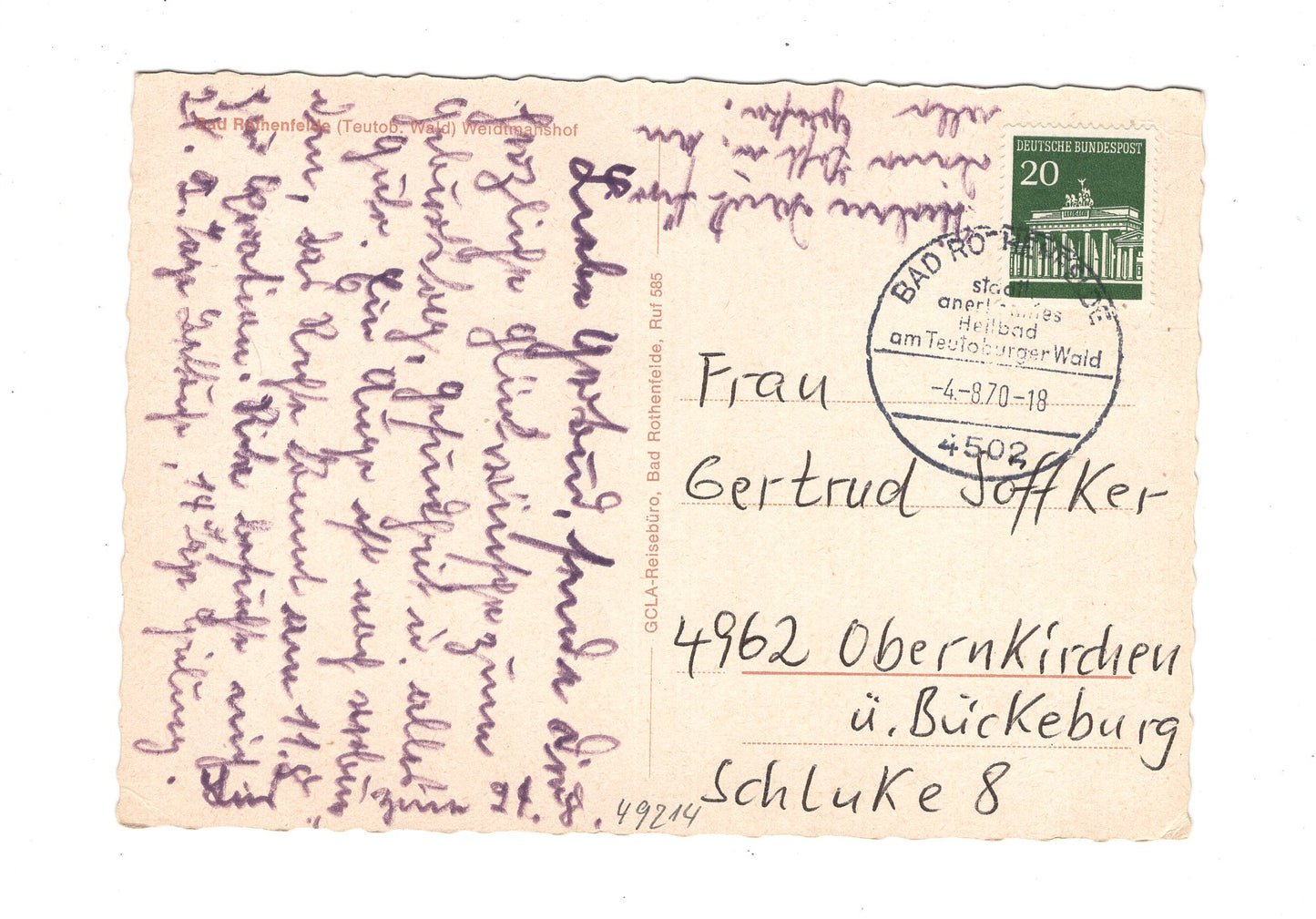 Ansichtskarte Bad Rothenfelde / Teutoburger Wald / Weidtmanshof