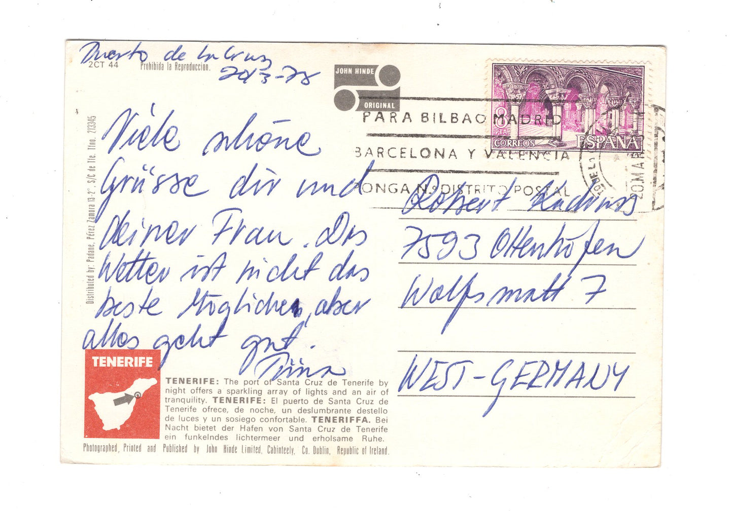 Ansichtskarte Teneriffa / Santa Cruz / Spanien