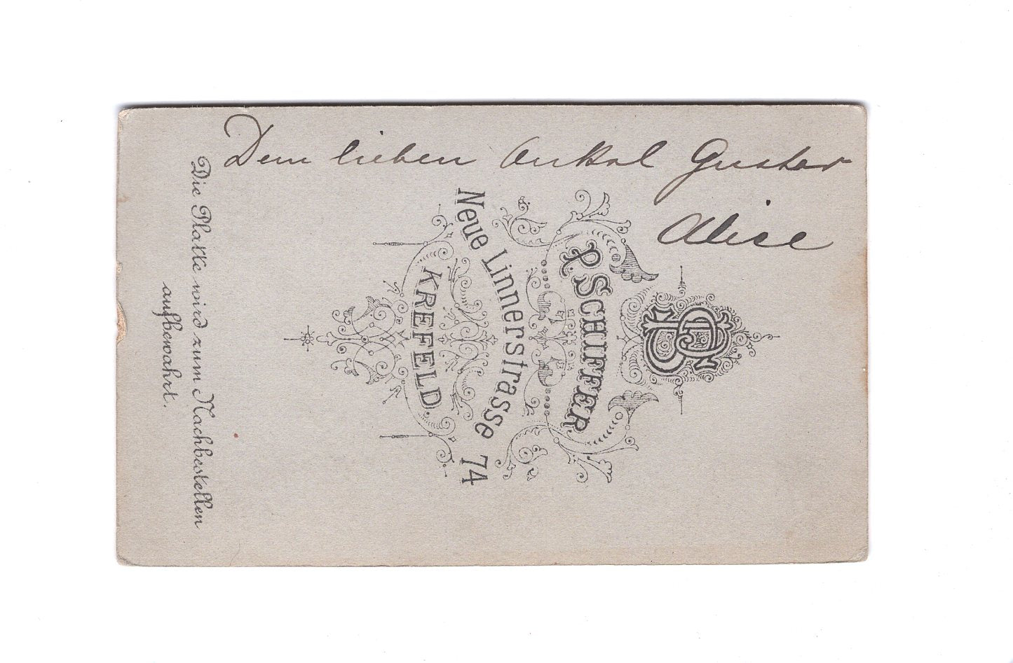 Fotografie Schönes Kinderbild / Baby mit Widmung - Krefeld um 1900