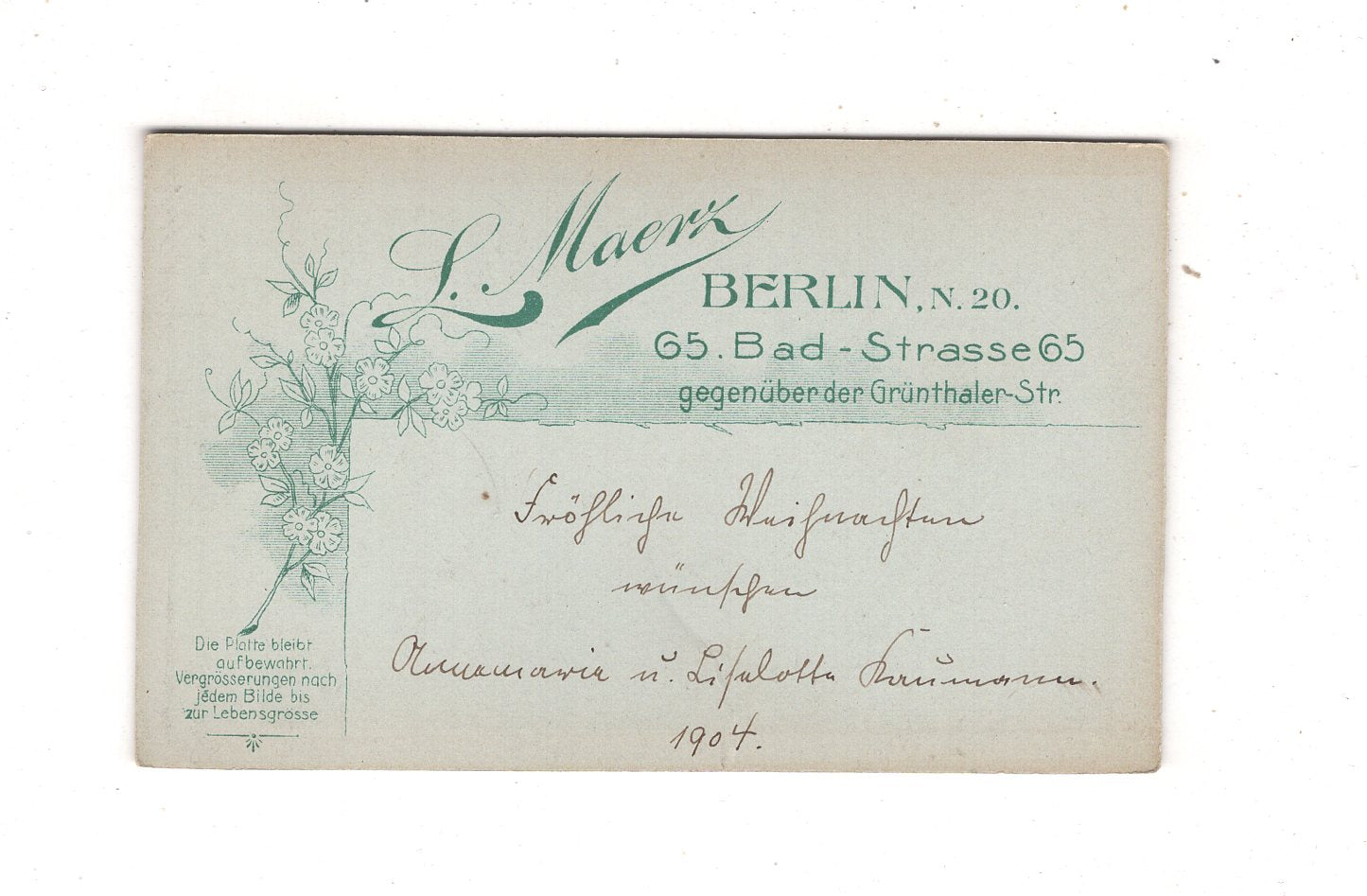 Fotografie Niedliche kleine Kinder mit Widmung - Berlin 1904 / CDV M1-11