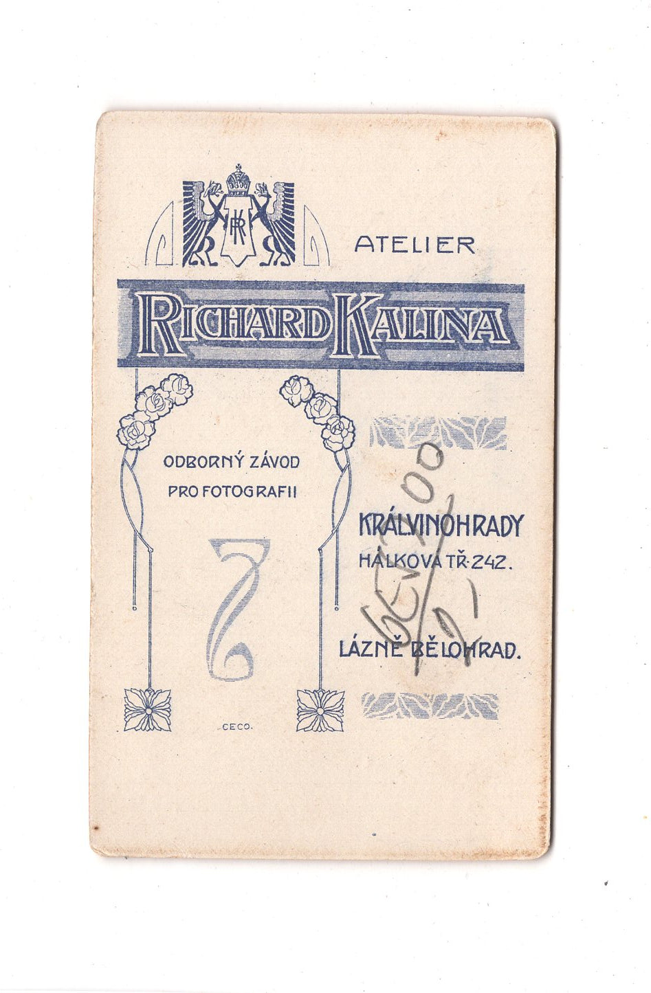 Fotografie Damenportrait - Kral. Vinohrady / Lazne Belohrad um 1910 / CDV C1-08