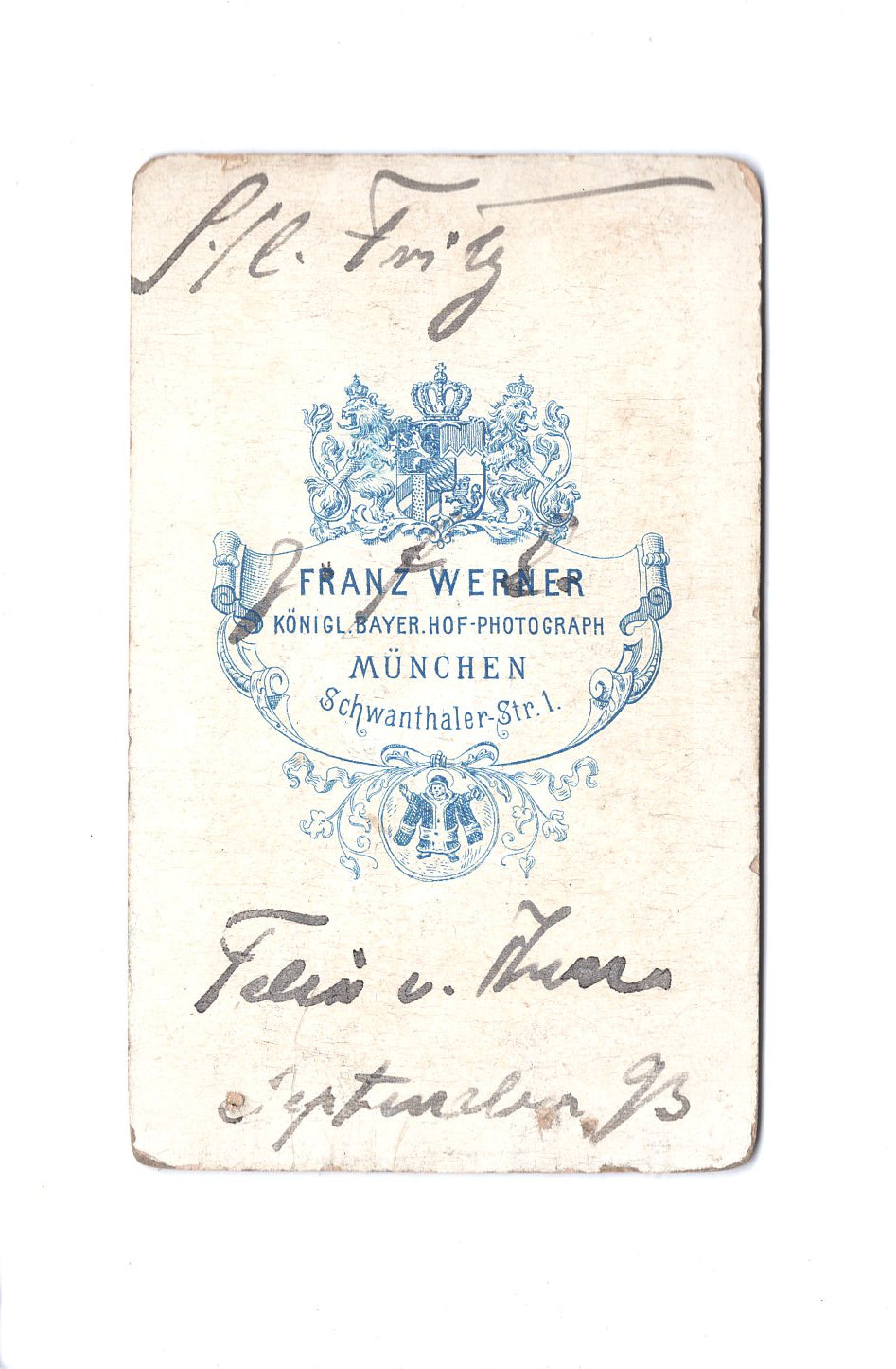 Fotografie Herrenportrait mit Widmung - München 1893