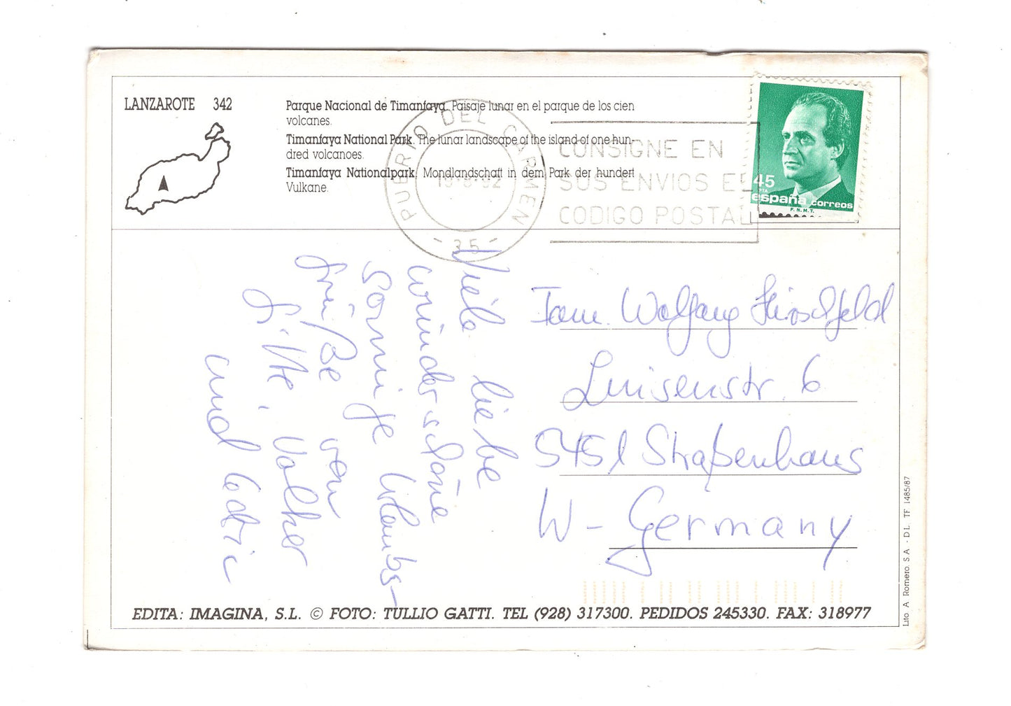 Ansichtskarte Isla de Lanzarote / Spanien