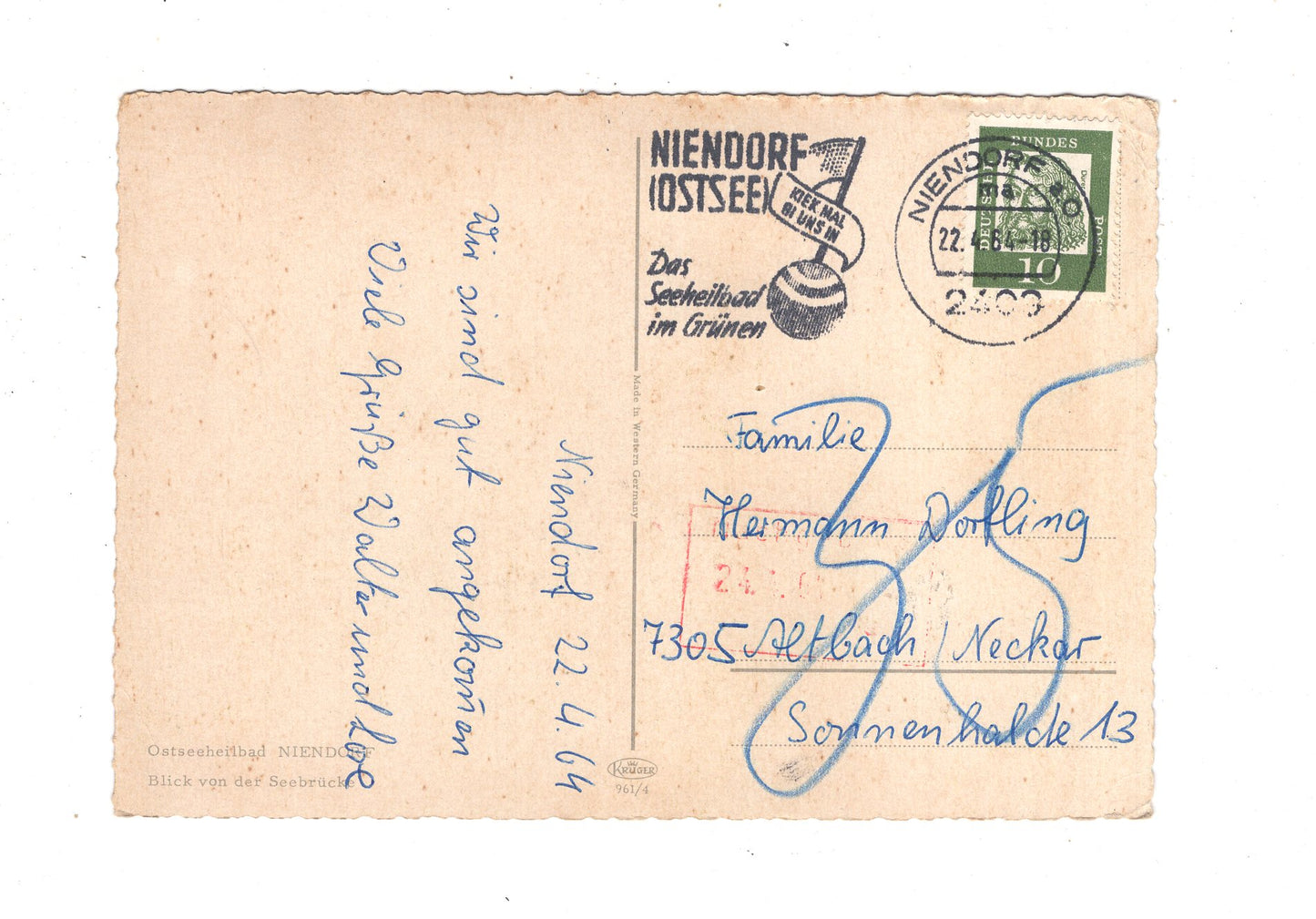 Ansichtskarte Ostseeheilbad Niendorf / Blick von der Seebrücke / L1-70