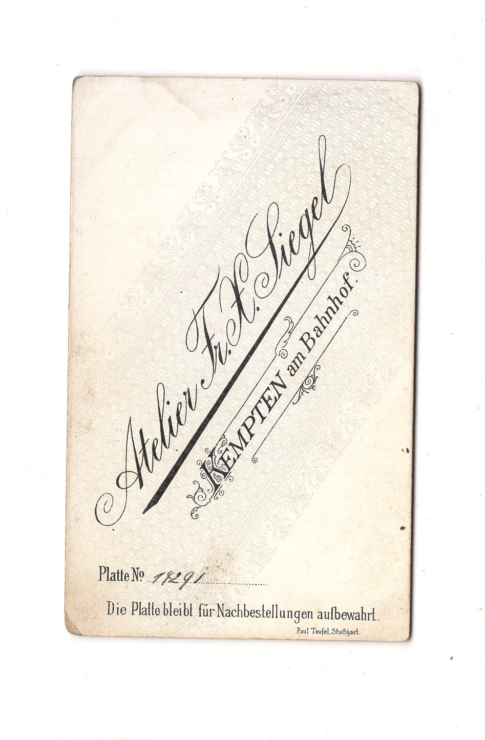 Fotografie Damenportrait - Kempten 1880er / CDV C1-08