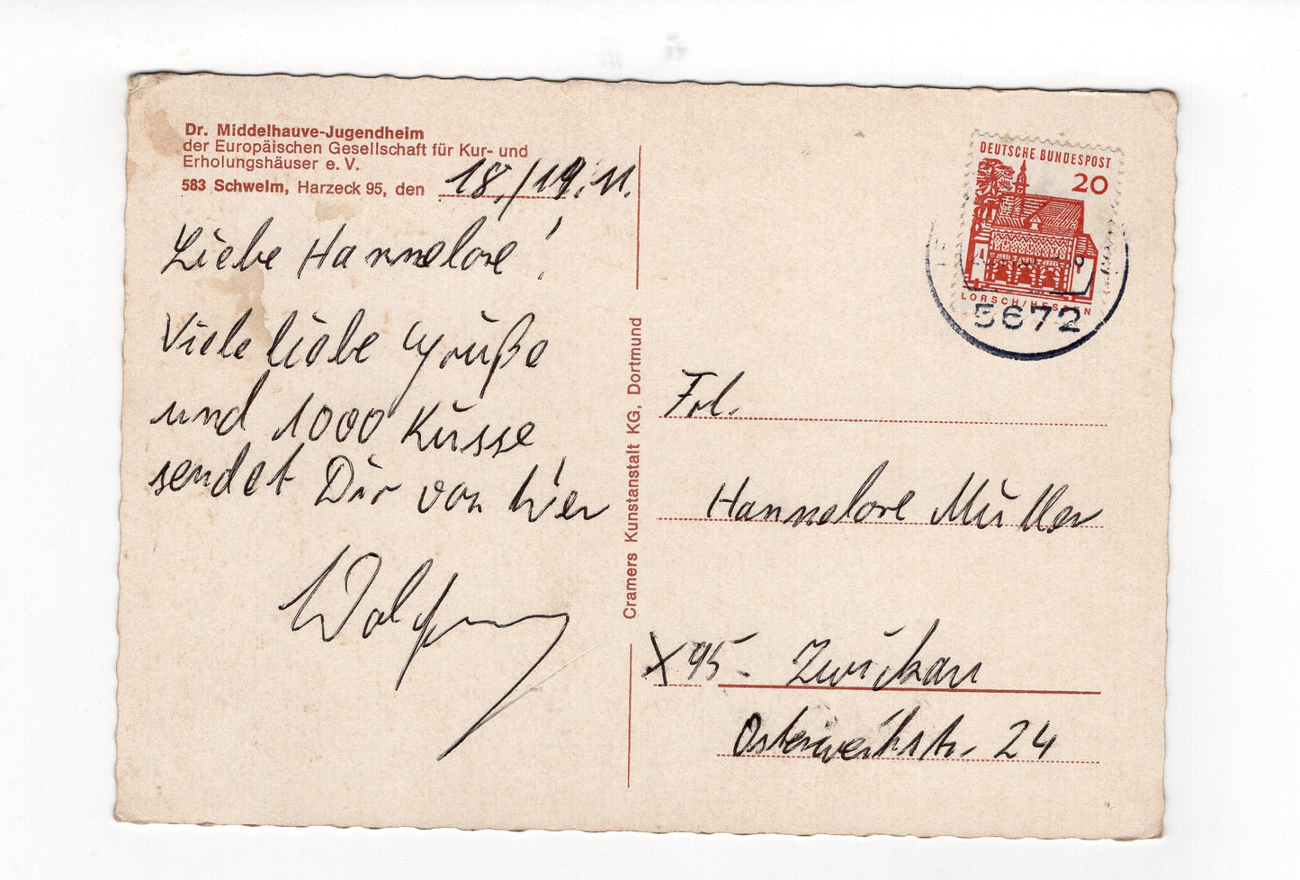 Ansichtskarte Dr. Middelhauve-Jugendheim / Schwelm