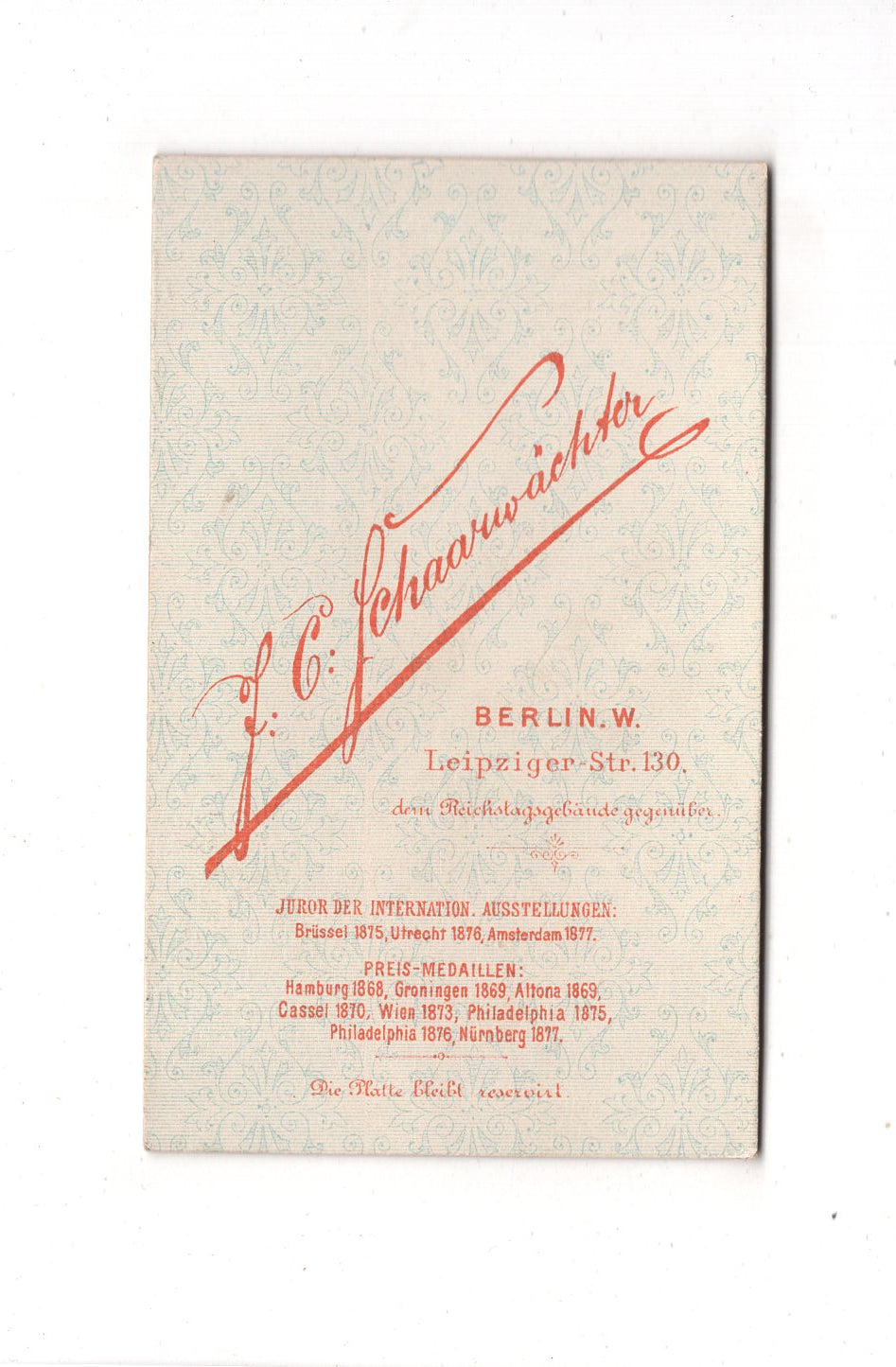 Fotografie Herrenportrait - Berlin 1880er / CDV C1-26