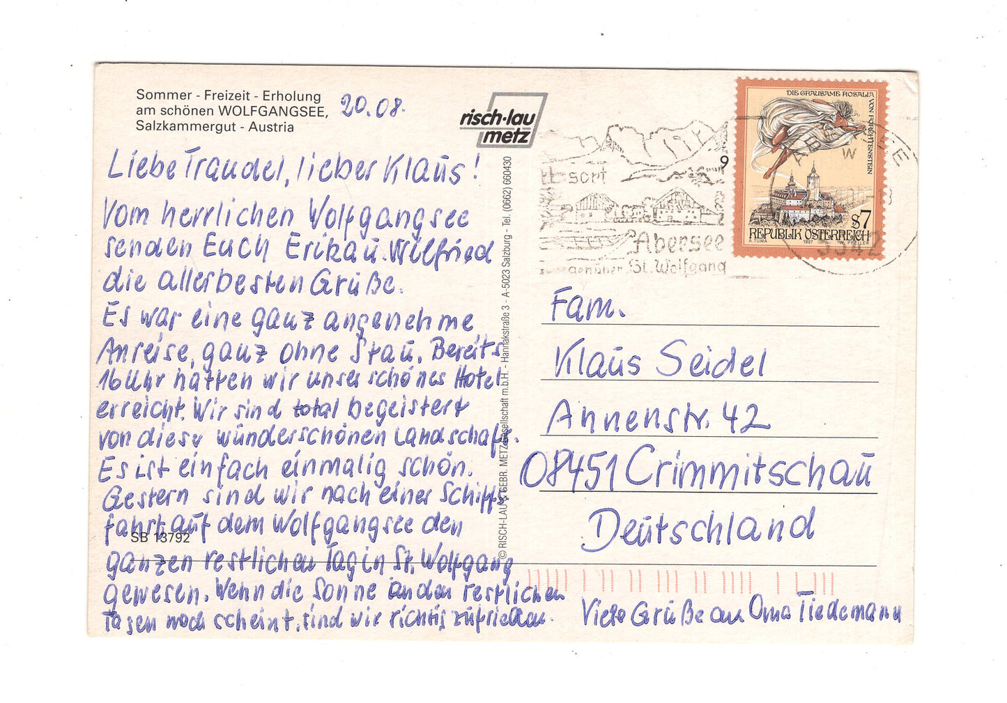 Ansichtskarte Der Wolfgangsee / Salzkammergut / Österreich
