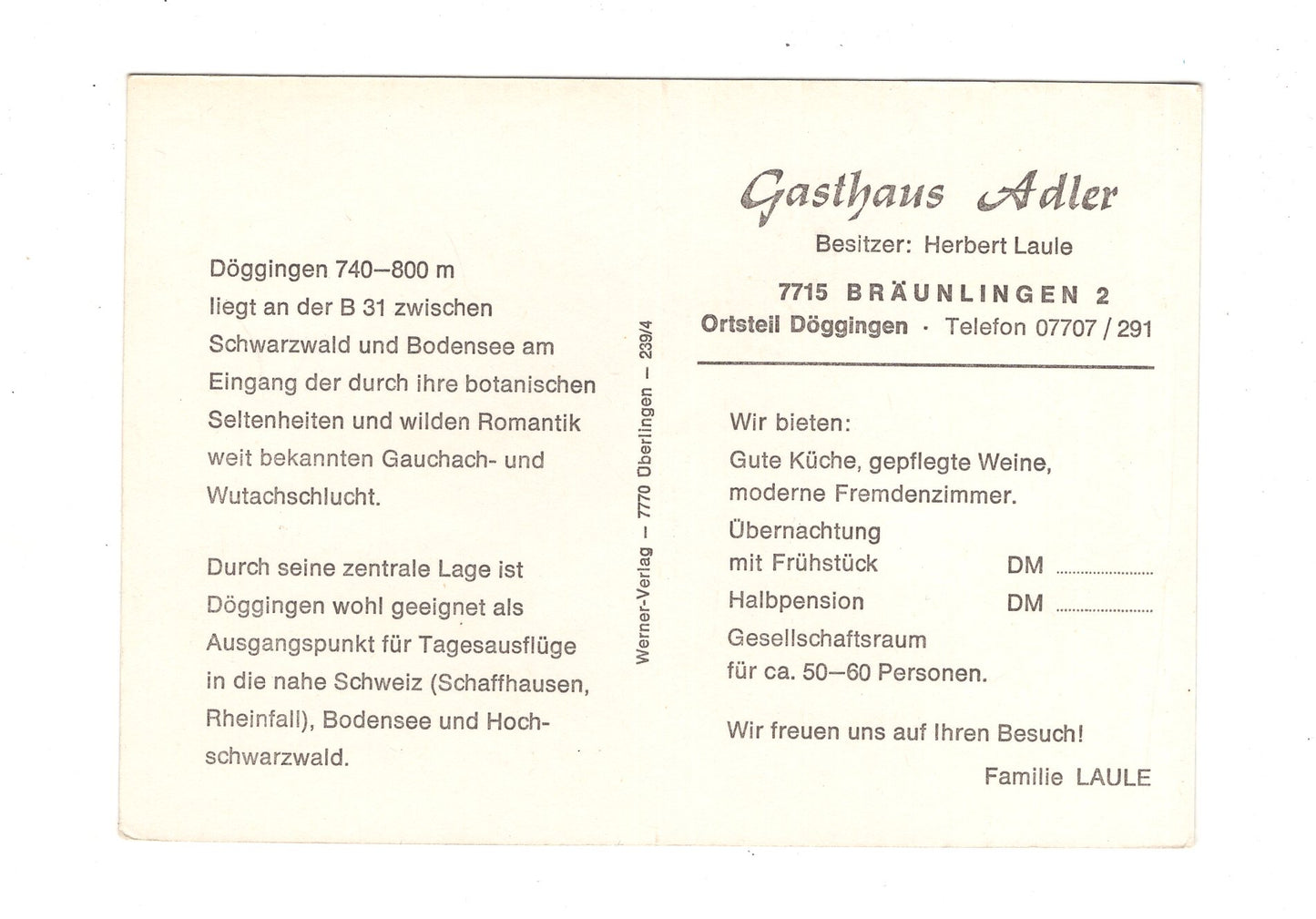 Ansichtskarte Gasthof zum Adler / Bräunlingen 2 / Ortsteil Döggingen