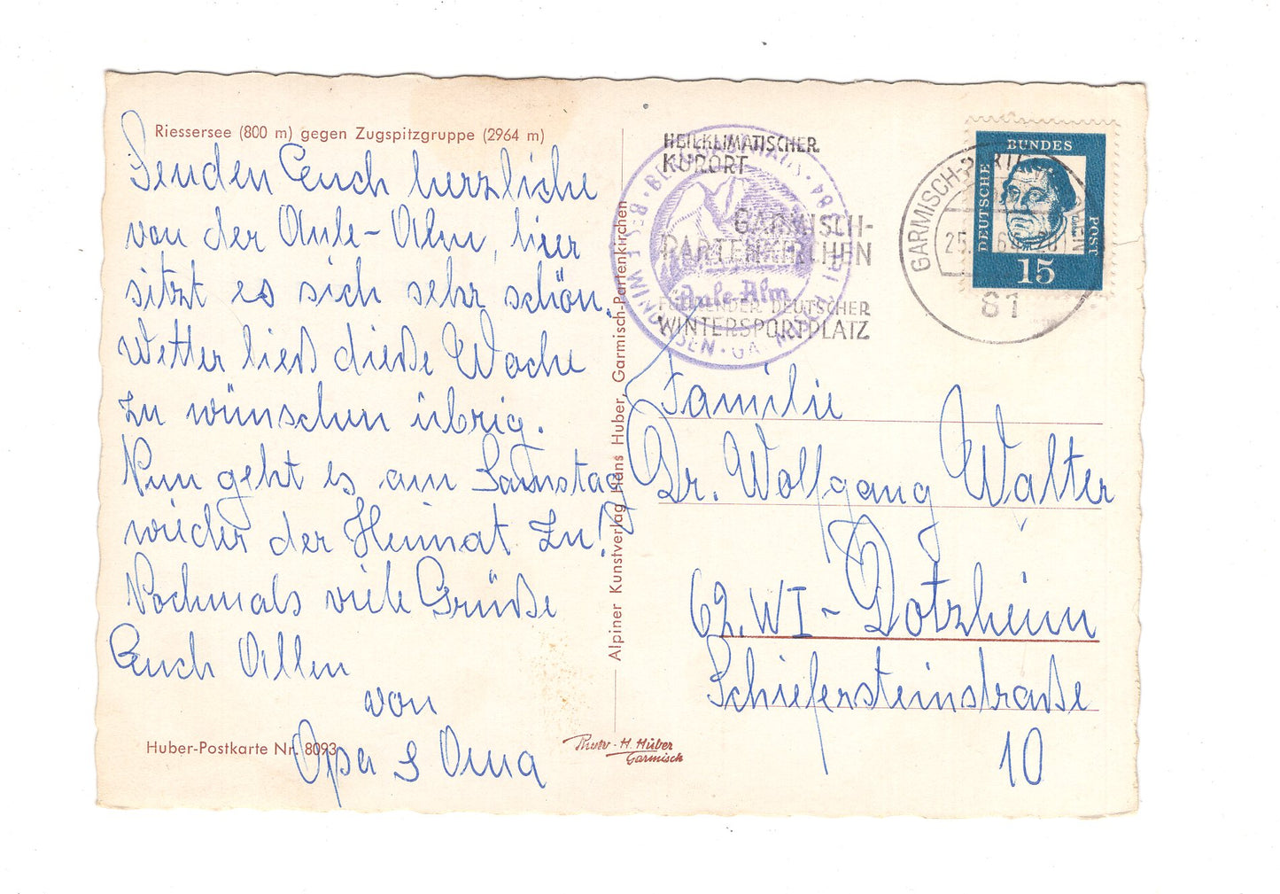 Ansichtskarte Riessersee gegen Zugspitzgruppe / H1-59