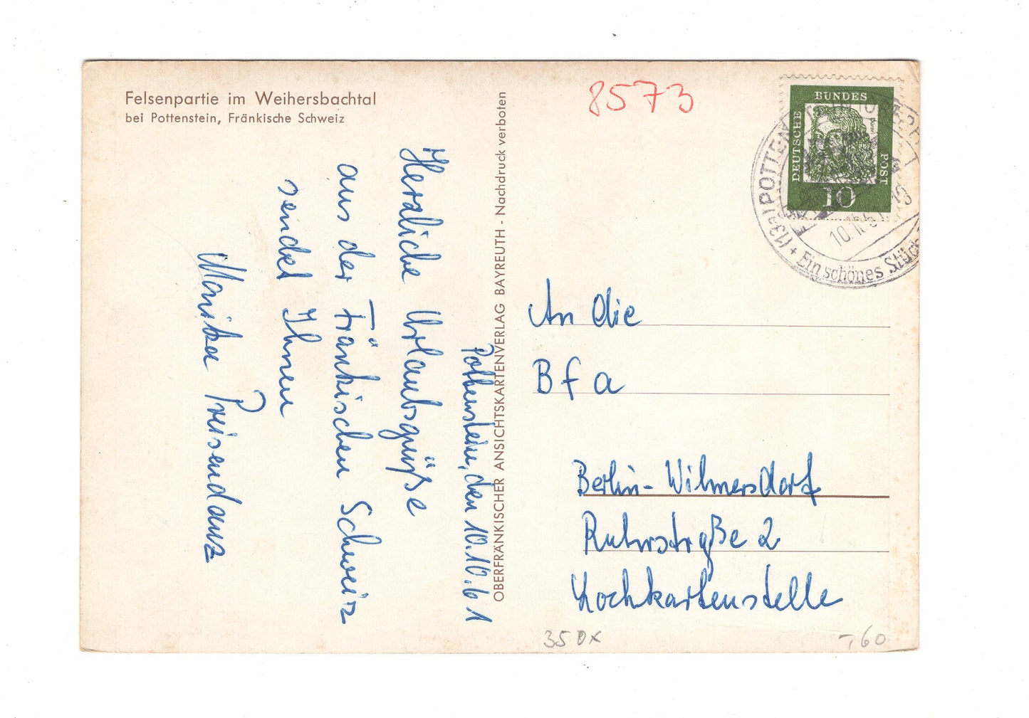 Ansichtskarte Felsenpartie im Weihersbachtal bei Pottenstein / / H1-59