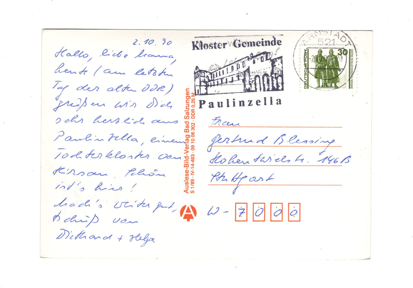 Ansichtskarte Klosterruine Paulinzella
