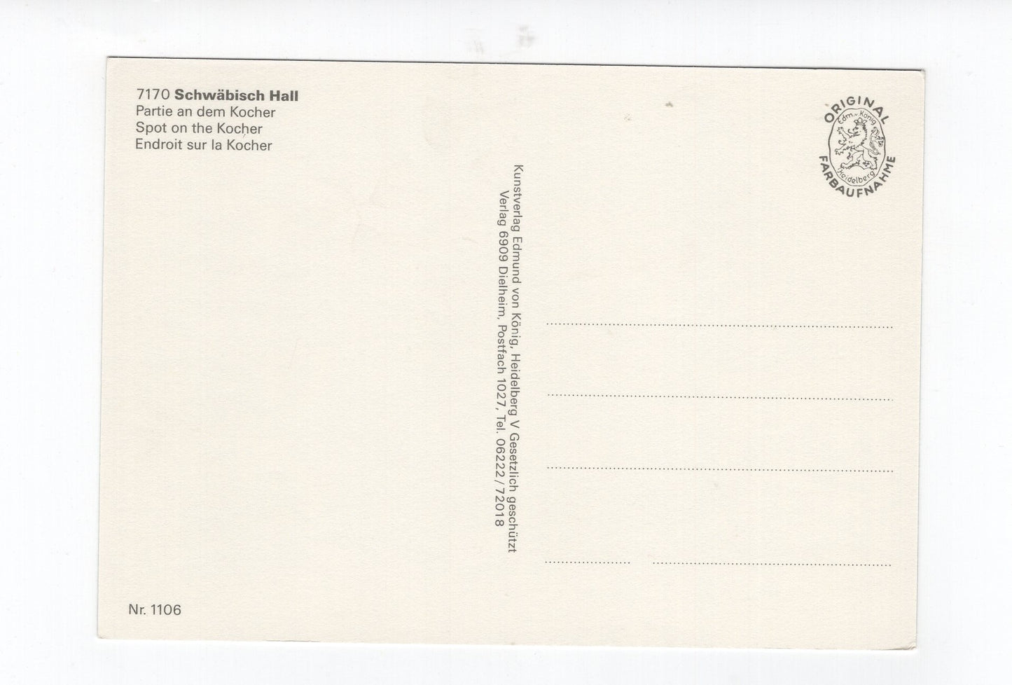 Ansichtskarte Schwäbisch Hall / Partie am Kocher