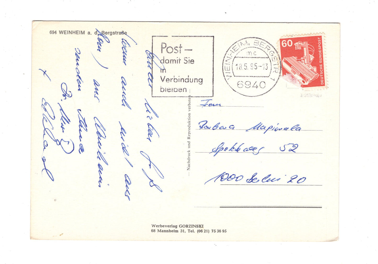 Ansichtskarte Weinheim an der Bergstraße / H1-60