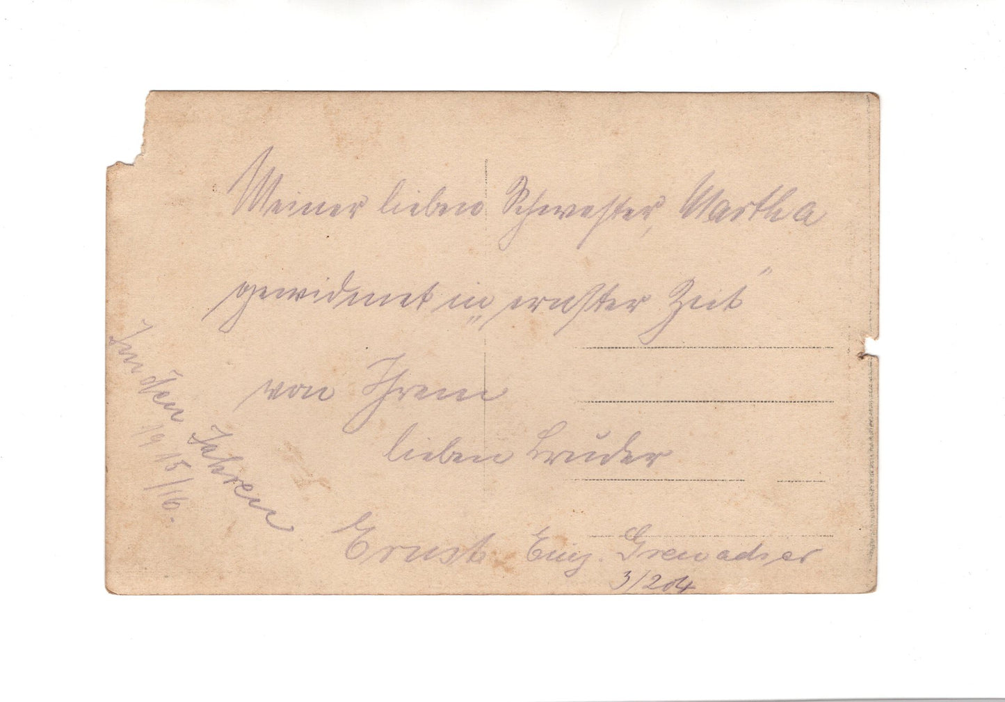 Ansichtskarte Soldat mit Pickelhaube & Gewehr Regiment 204 + Widmung