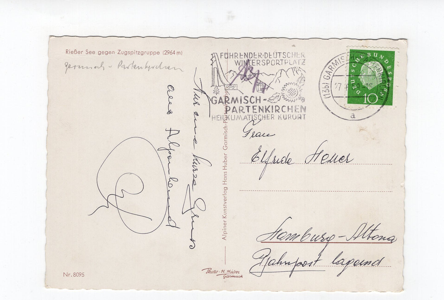 Ansichtskarte Rießersee gegen Zugspitzgruppe