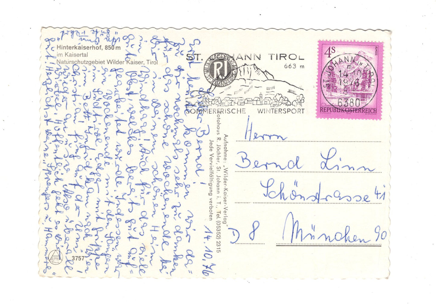 Ansichtskarte Hinterkaiserhof im Kaisertal / Tirol / Österreich