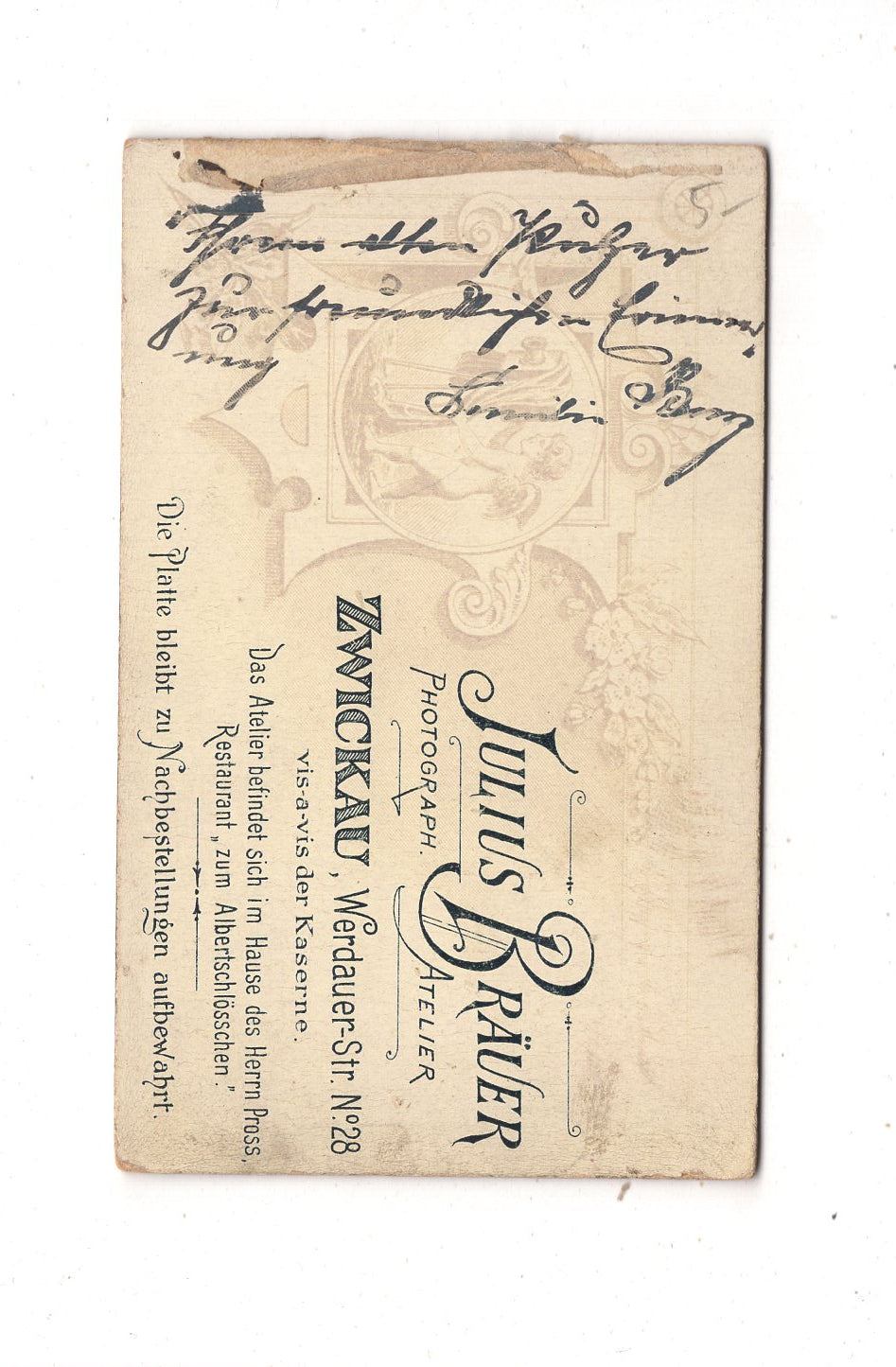 Fotografie Niedlicher kleiner Junge mit Widmung - Zwickau 1890er / CDV M1-12