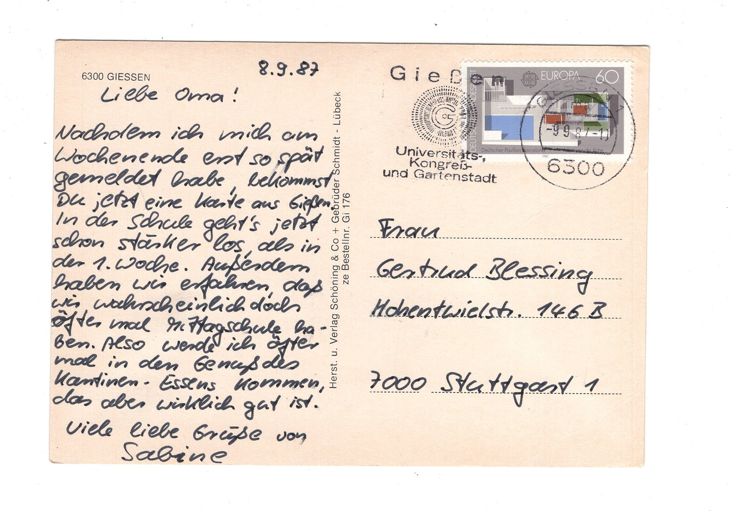 Ansichtskarte Universitäts-Kliniken Gießen an der Lahn / I1-59