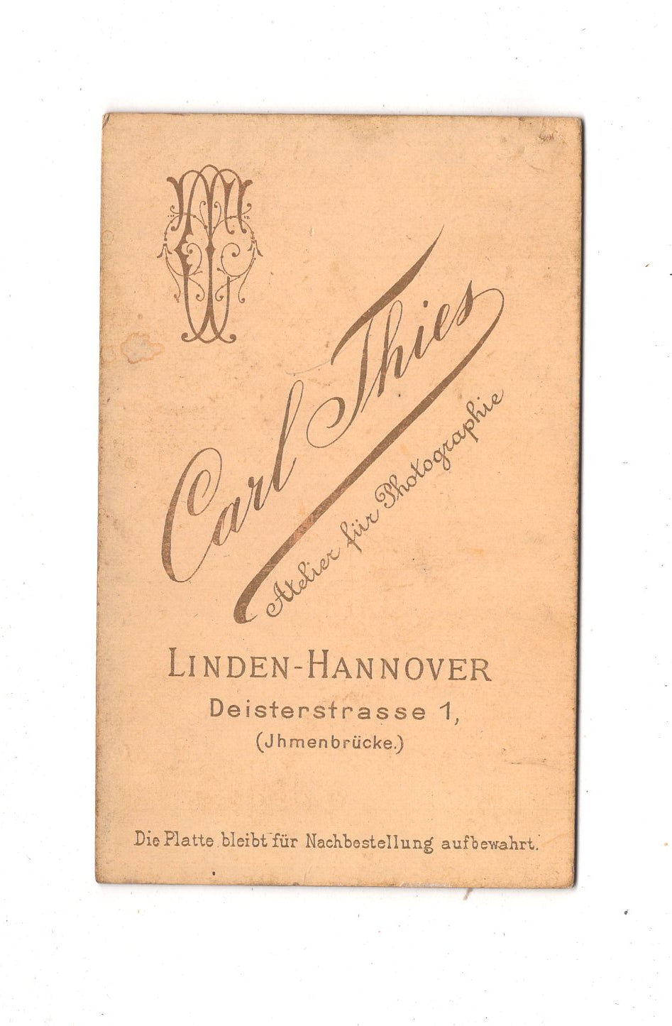 Fotografie Herrenportrait - Linden-Hannover um 1880 / CDV D1-12