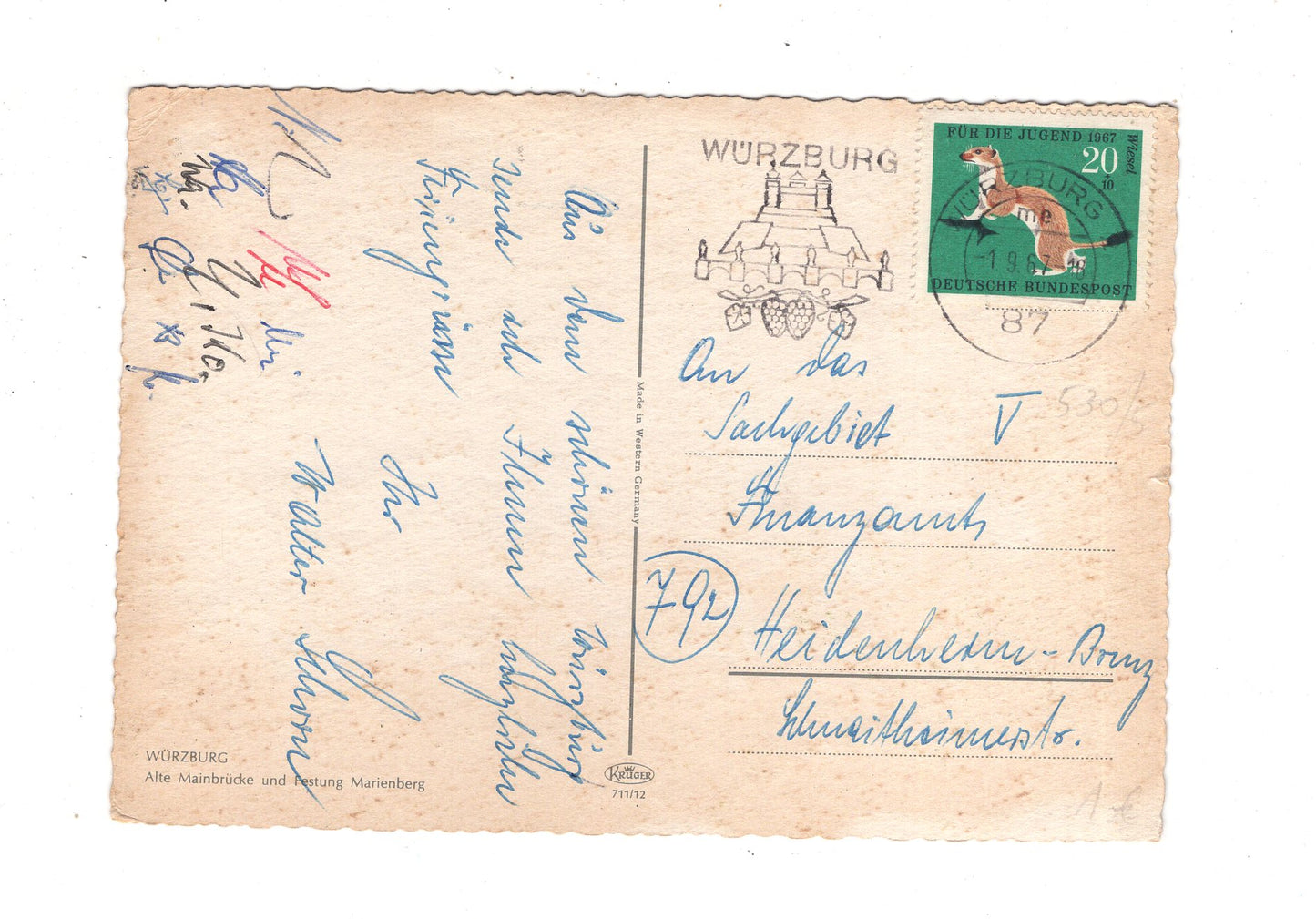 Ansichtskarte Würzburg / Alte Mainbrücke und Festung Marienberg / M1-52