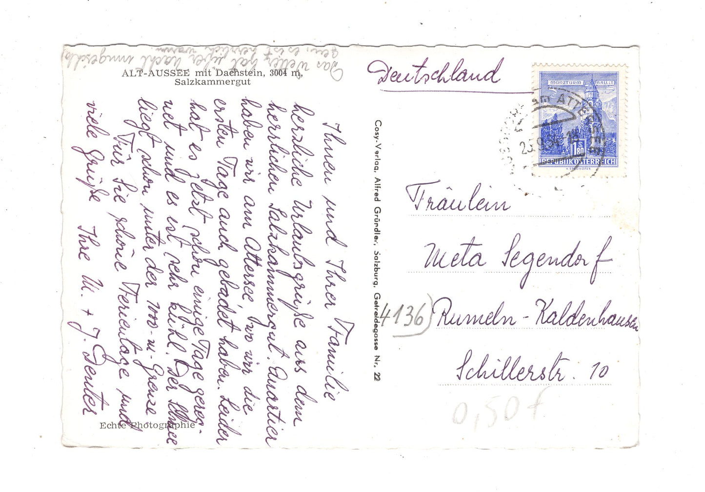 Ansichtskarte Alt-Aussee mit Dachstein / Österreich / N1-70