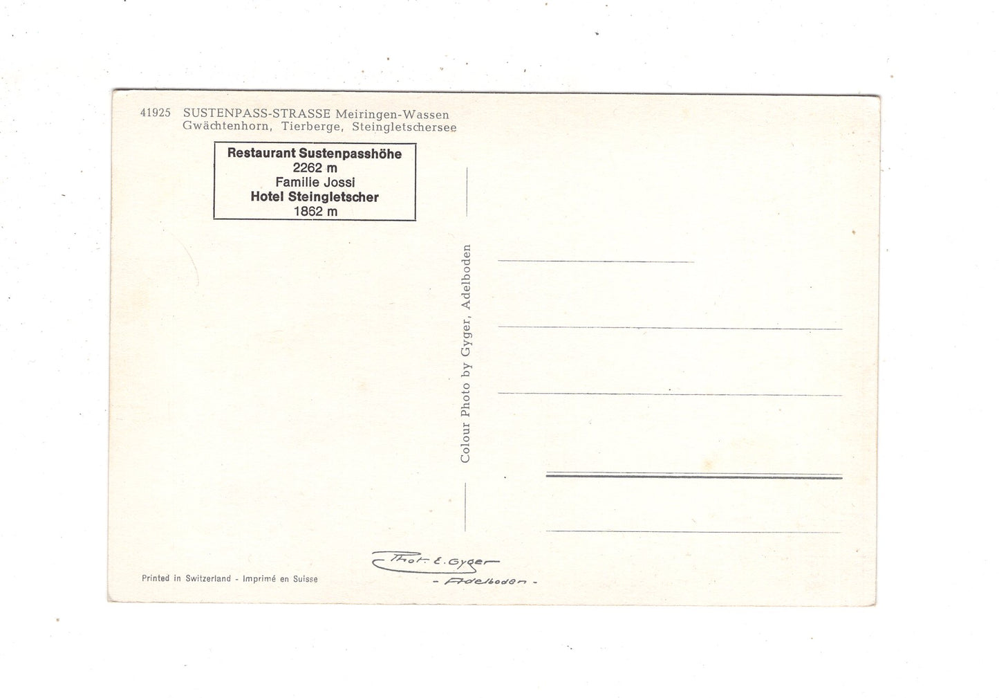 Ansichtskarte Sustenpass-Straße / Schweiz