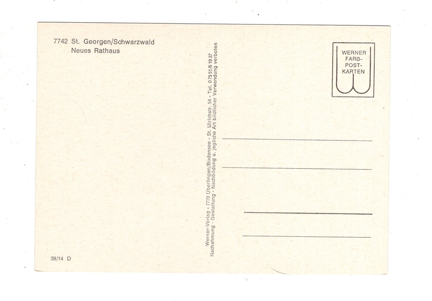 Ansichtskarte St. Georgen / Schwarzwald / Neues Rathaus / K1-47