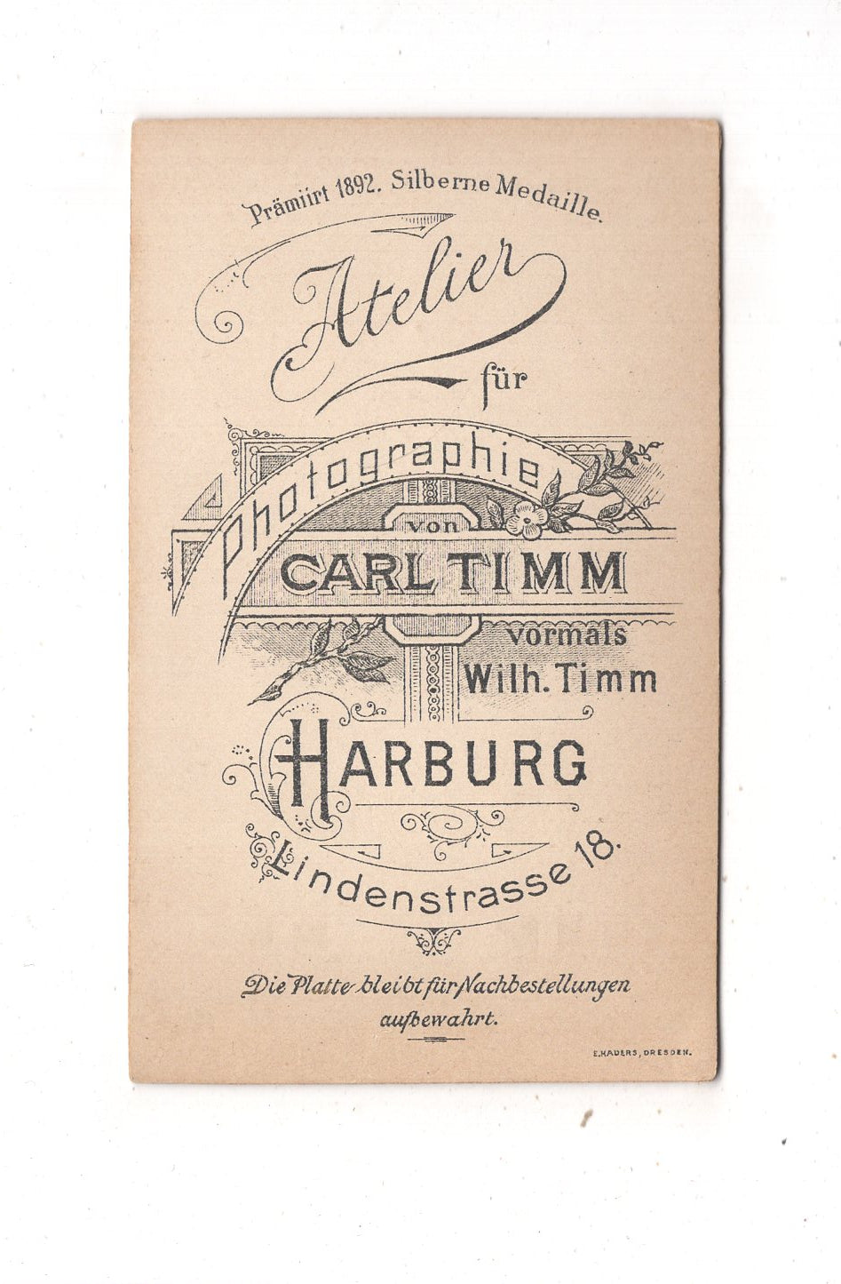 Fotografie Niedliches kleines Kind - Hamburg-Harburg 1890er / CDV M1-33