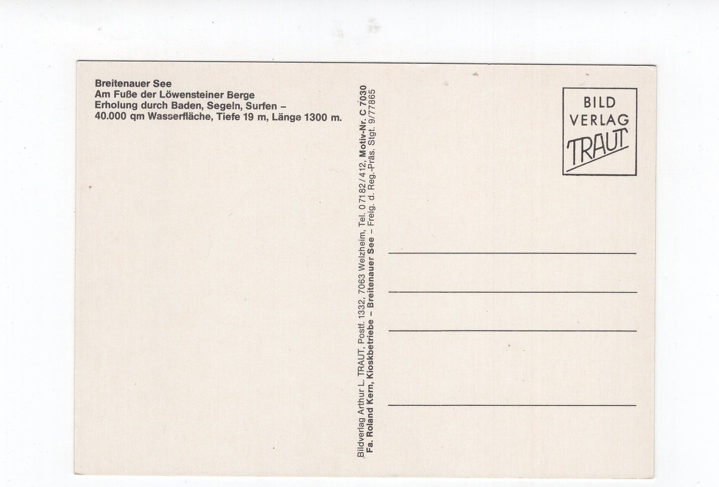 Ansichtskarte Breitenauer See am Fuße der Löwensteiner Berge