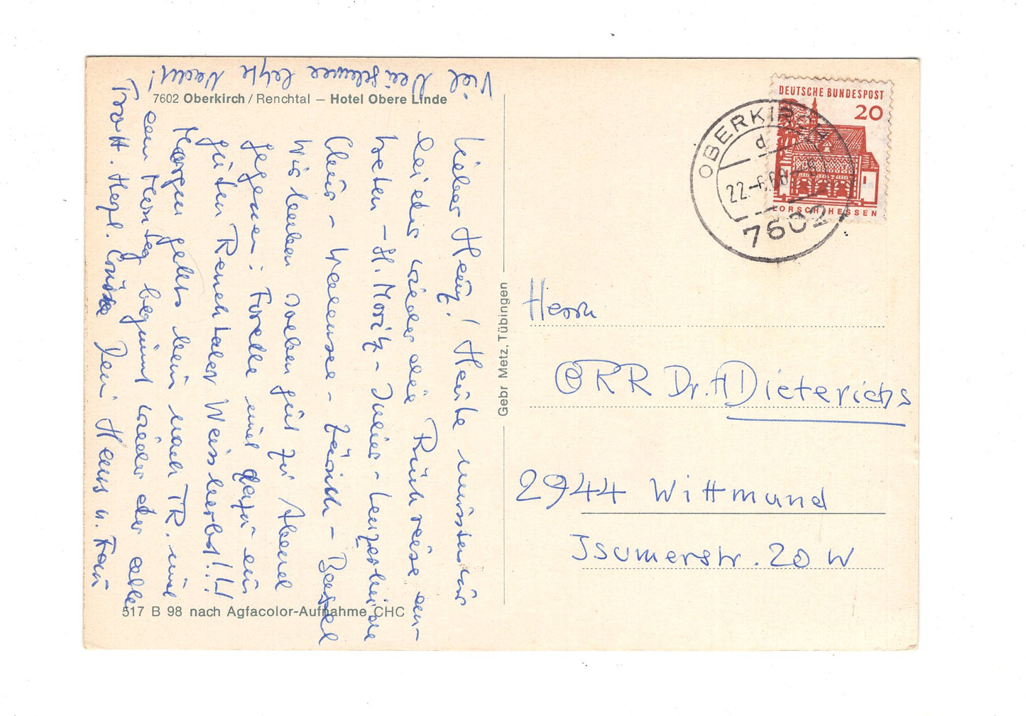 Ansichtskarte Oberkirche / Renchtal / Hotel Obere Linde / H1-61