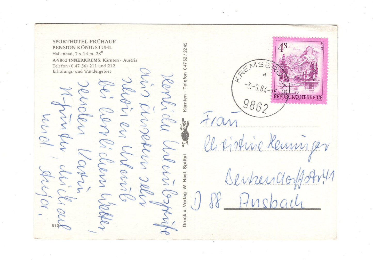 Ansichtskarte Sporthotel Frühauf / Innerkrems / Kärnten / Österreich