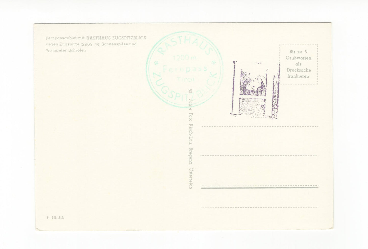 Ansichtskarte Fernpassgebiet mit Rasthaus Zugspitzblick / Österreich
