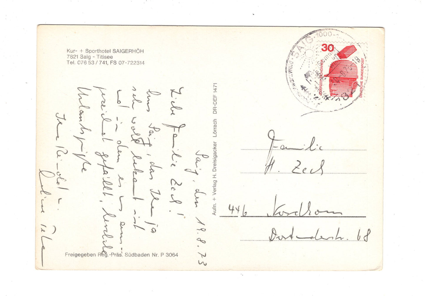 Ansichtskarte Hotel Saigerhöh / Saig - Titisee / H1-61