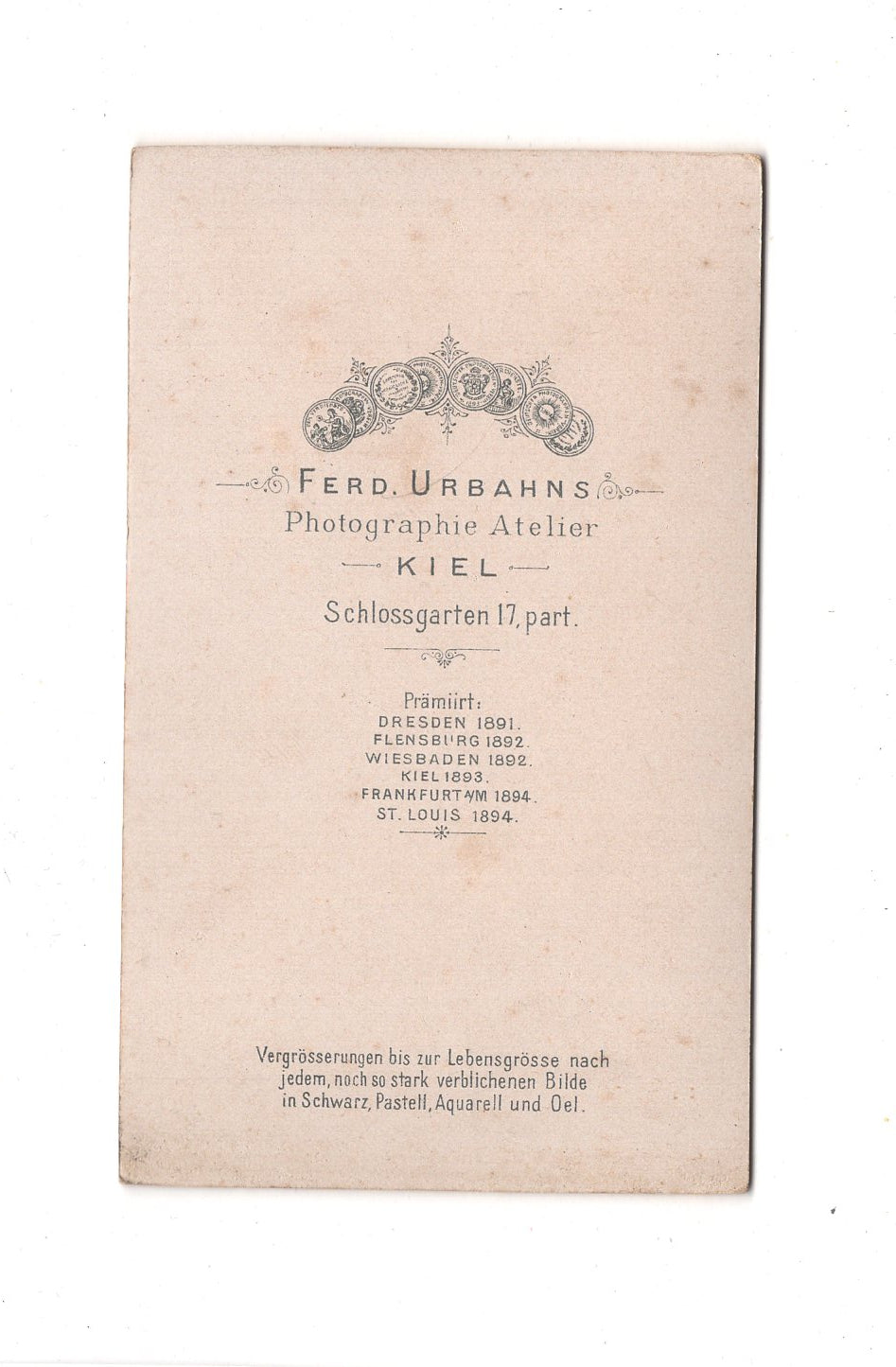 Fotografie Damenportrait - Kiel 1890er / CDV C1-10