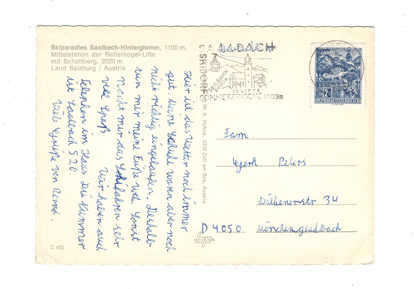 Ansichtskarte Skiparadies Saalbach-Hinterglemm / Österreich