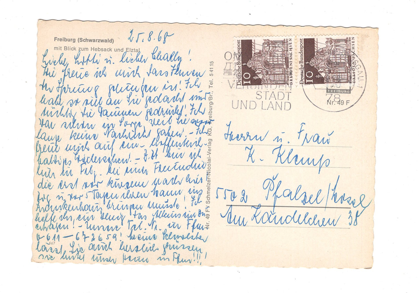 Ansichtskarte Freiburg / Schwarzwald / Blick zum Hebesack und Elztal / G1-64