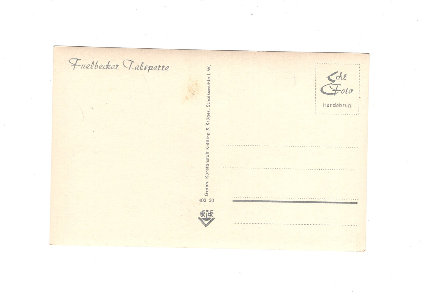 Ansichtskarte Fuelbecker Talsperre bei Lüdenscheid