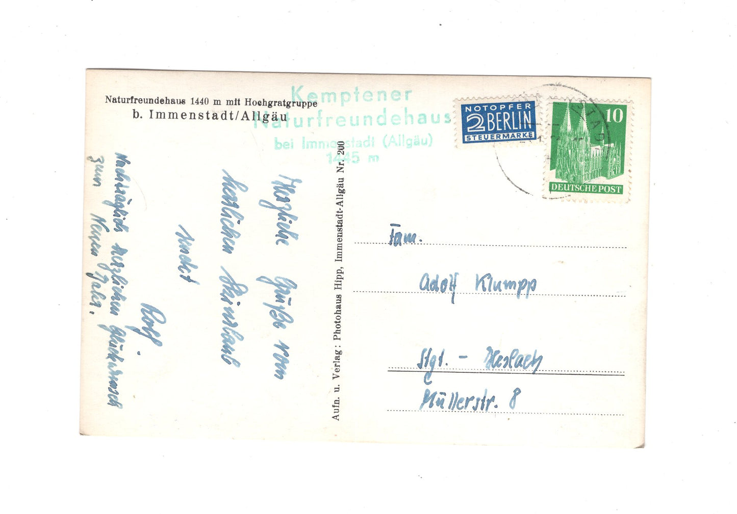 Ansichtskarte Naturfreundehaus bei Immenstadt / Allgäu