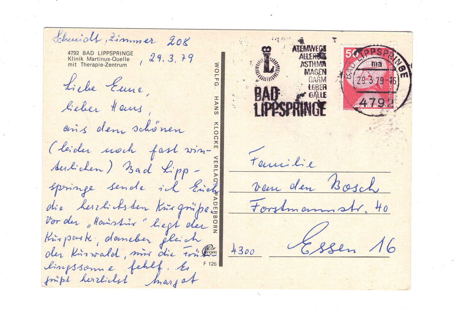 Ansichtskarte Bad Lippspringe / Klinik Martinus-Quelle