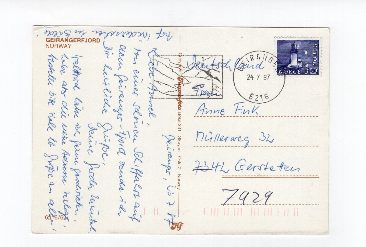 Ansichtskarte Geirangerfjord / Norwegen