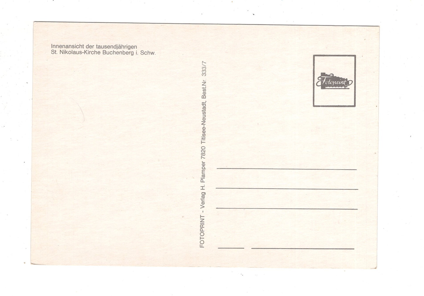 Ansichtskarte St. Nikolaus-Kirche Buchenberg im Schwarzwald / K1-48