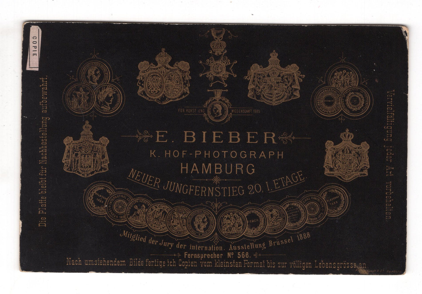 Fotografie Feiner Herr / Konsul Thörl - Hamburg 1880er / CAB W-35