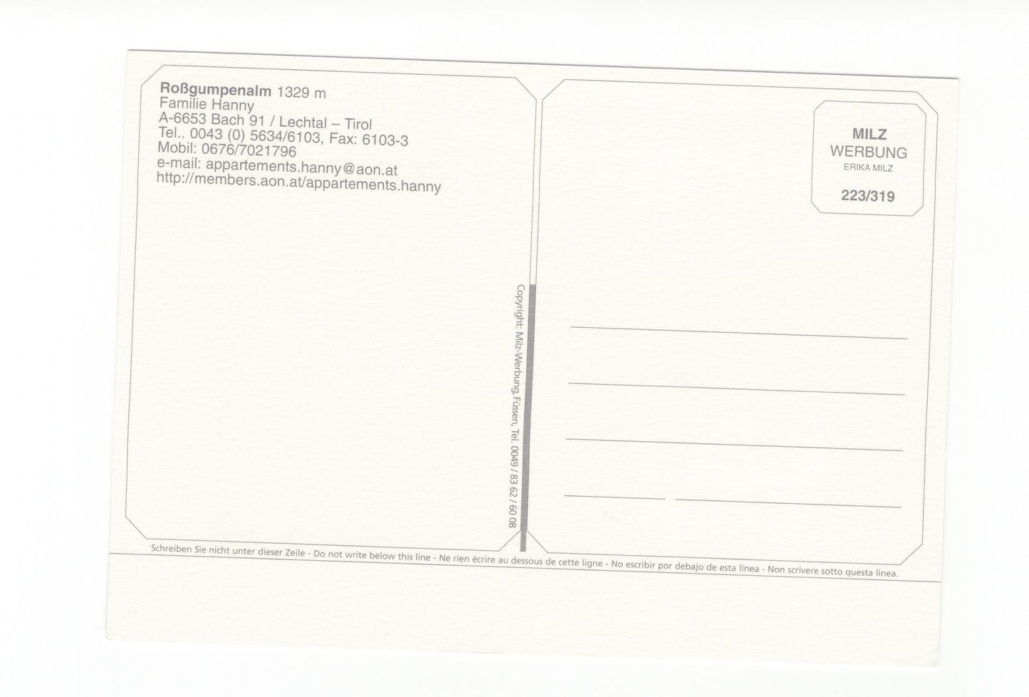 Ansichtskarte Rosskumpenalm / Holzgau / Tirol / Österreich