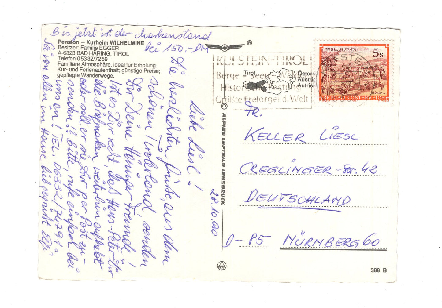 Ansichtskarte Pension-Kurheim Wilhelmine / Bad Häring / Tirol / Österreich