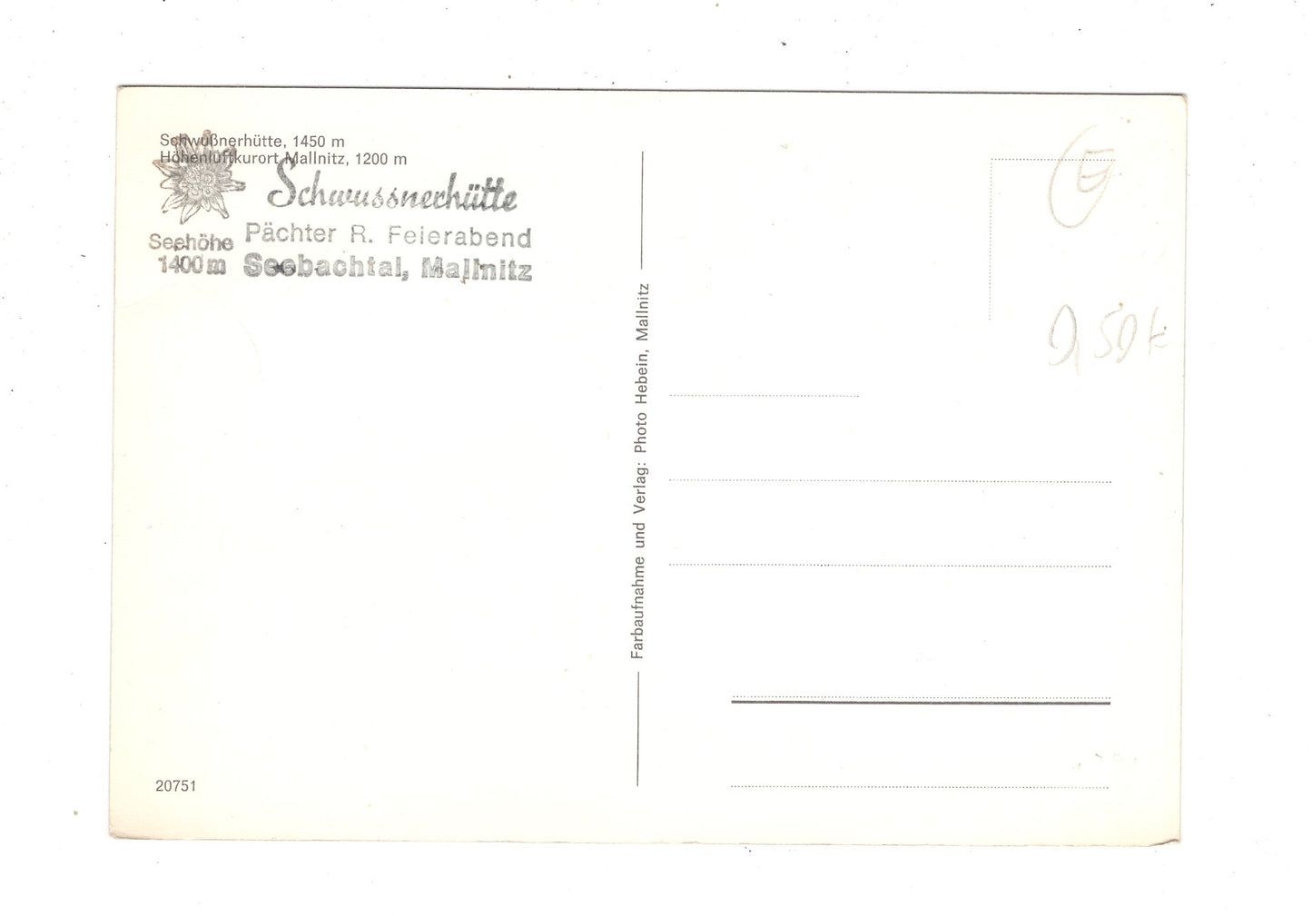 Ansichtskarte Schwussnerhütte / Seebachtal / Mallnitz / Österreich / O1-53